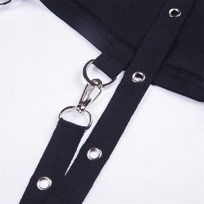 Naughty Kitten Clothing Bare Shoulder Navel Cropped Hoodies With Sashes Front View Gothic Alternative Women's Wear