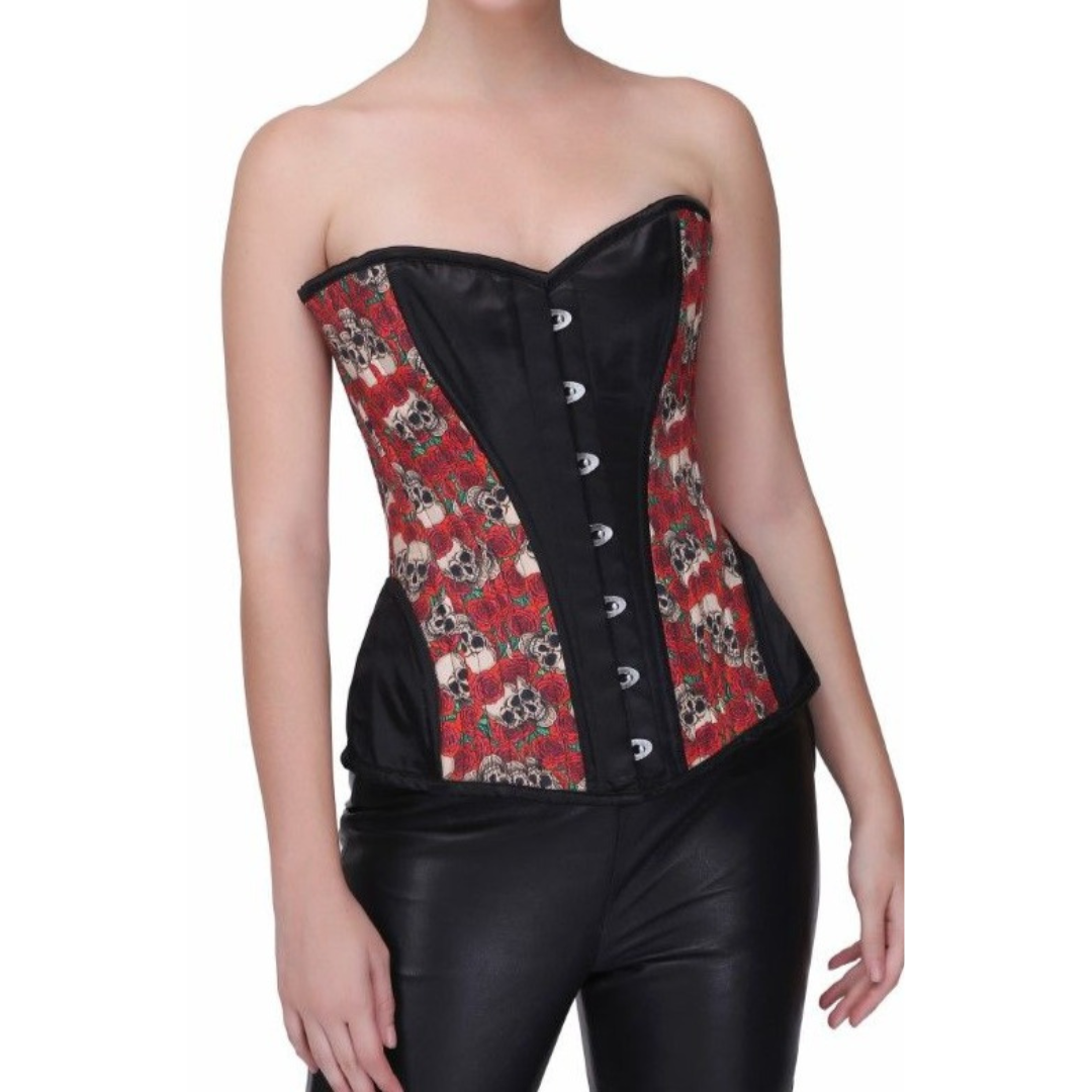 Billie Skull Overbust Corset Front View - Naughty Kitten Clothing