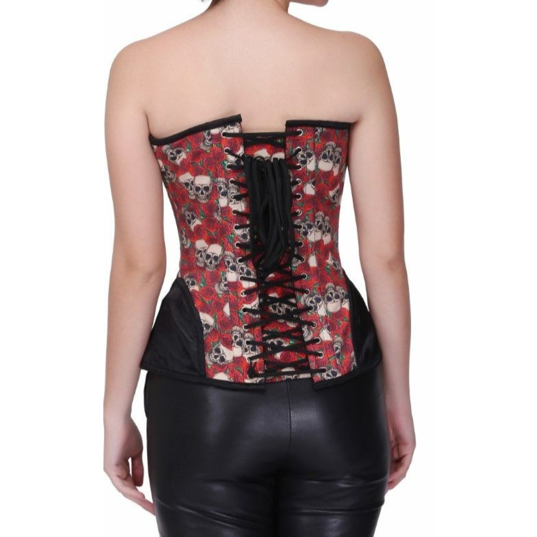 Billie Skull Overbust Corset Rear View - Naughty Kitten Clothing