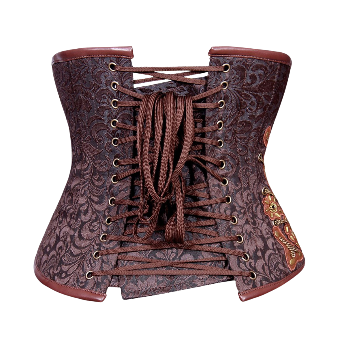 Bria Steampunk Chain Underbust Corset Rear View- Naughty Kitten Clothing