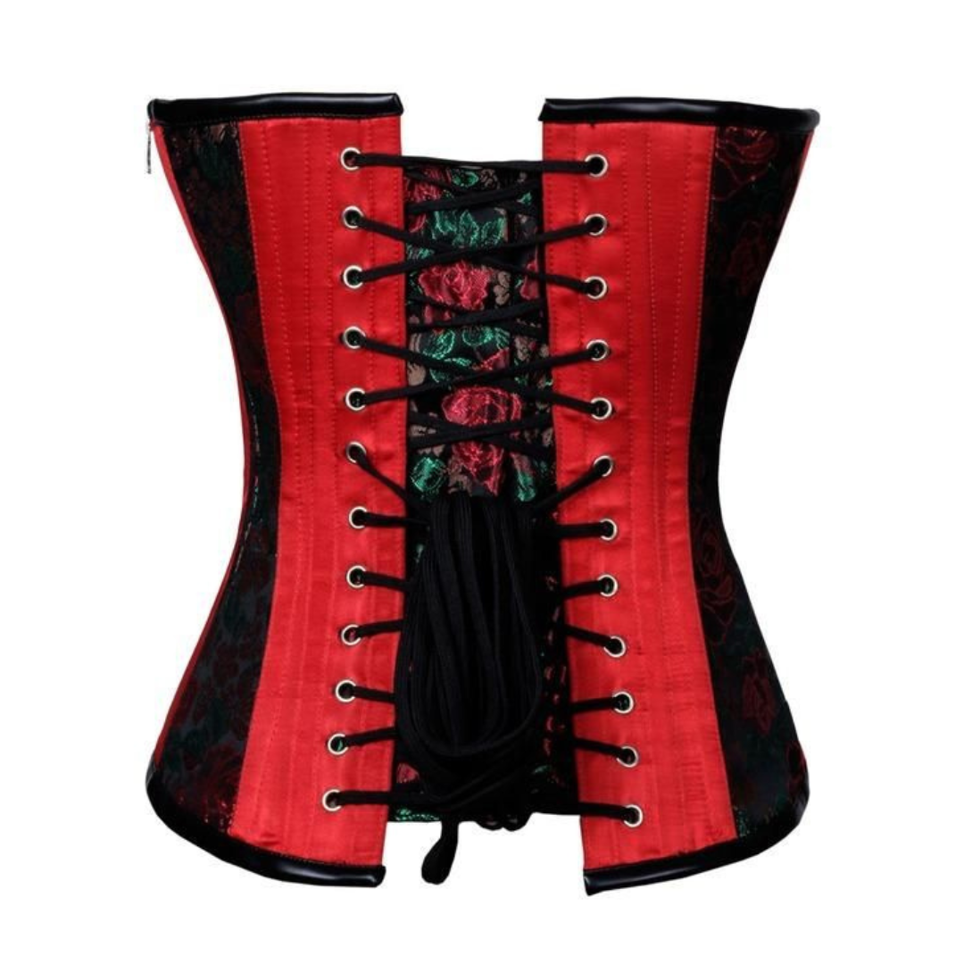 Crimson Rose Deluxe Corset Rear View - Naughty Kitten Clothing