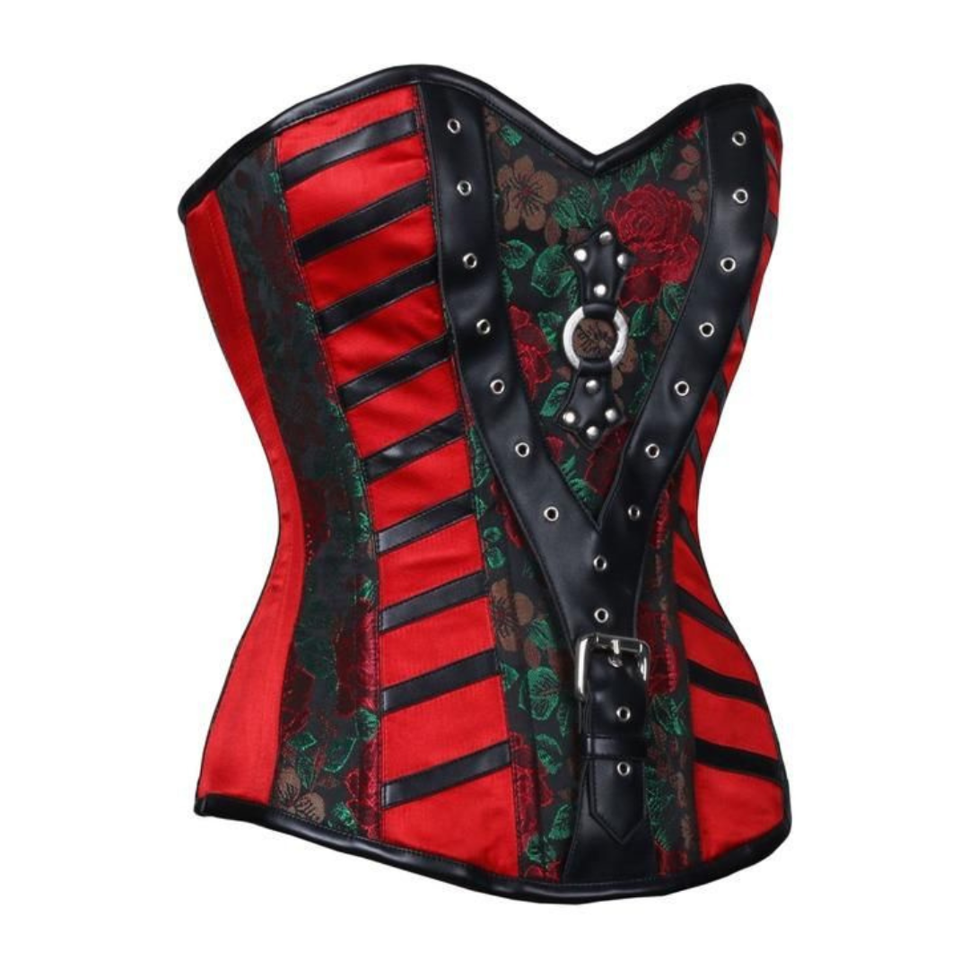 Crimson Rose Deluxe Corset Side View - Naughty Kitten Clothing