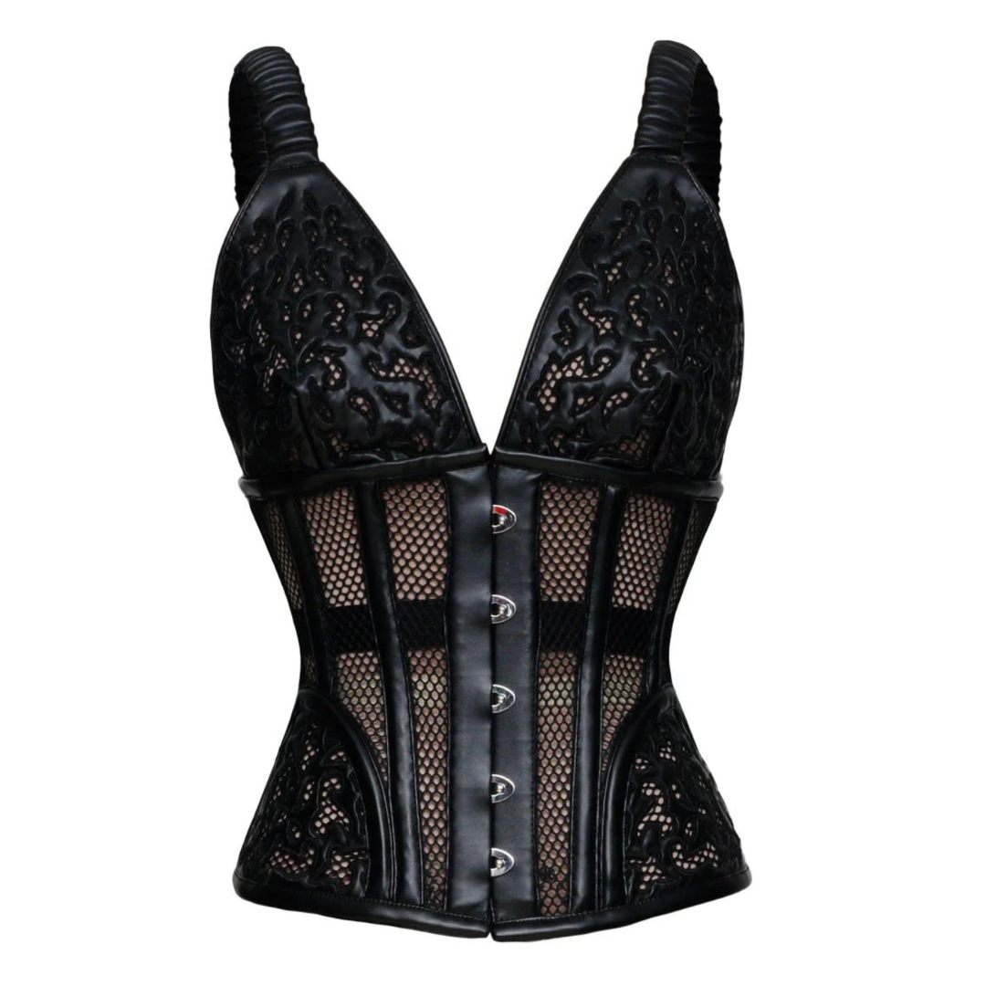 Naughty Kitten Clothing Kitten Luci-Purr Authentic Steel Boned Mesh Corset Front View