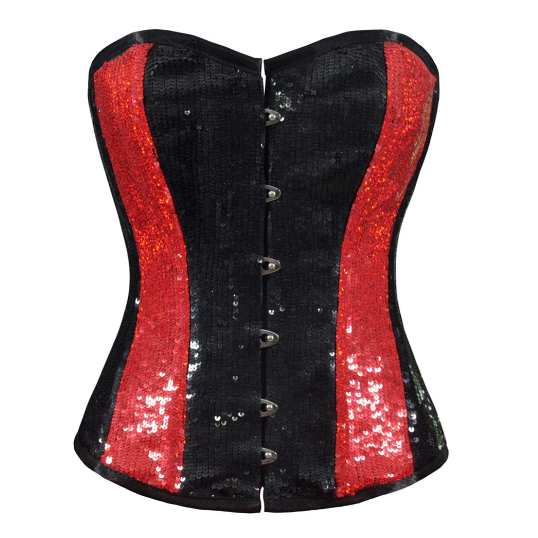 Naughty Kitten Clothing Piper Sequin Panel Corset Front View