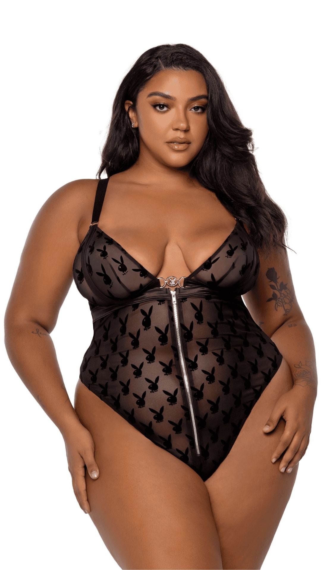 Naughty Kitten Clothing Playboy Bunny Charm Teddy Front View Playboy Plus Size Lingerie