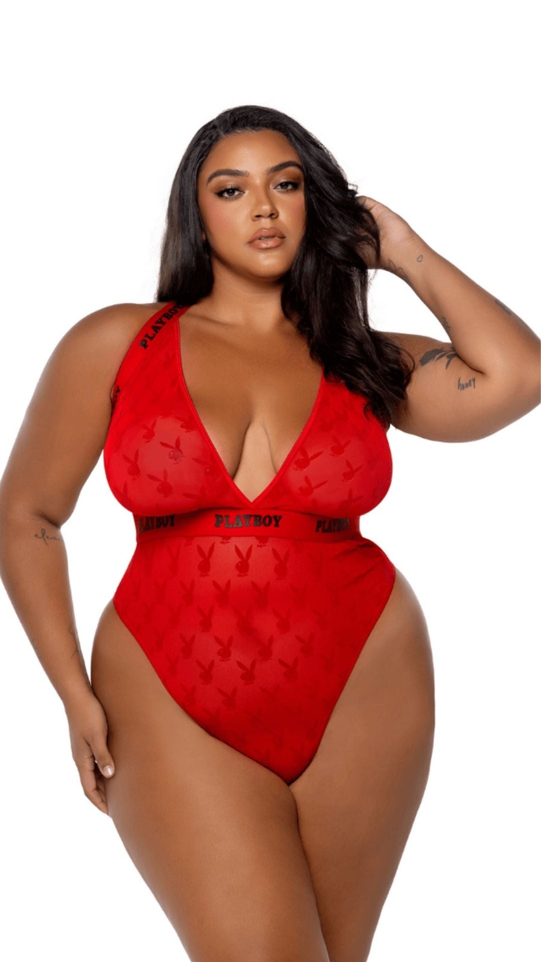 Naughty Kitten Clothing Playboy Bunny Rouge Teddy Front View Playboy Plus Size Lingerie
