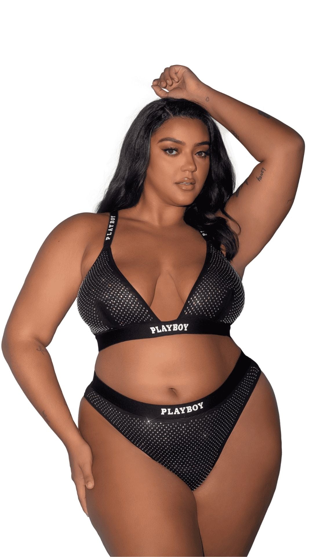 Naughty Kitten Clothing Playboy Disco Fever 2pc Set and Teddy front View Plus Size Playboy Lingerie