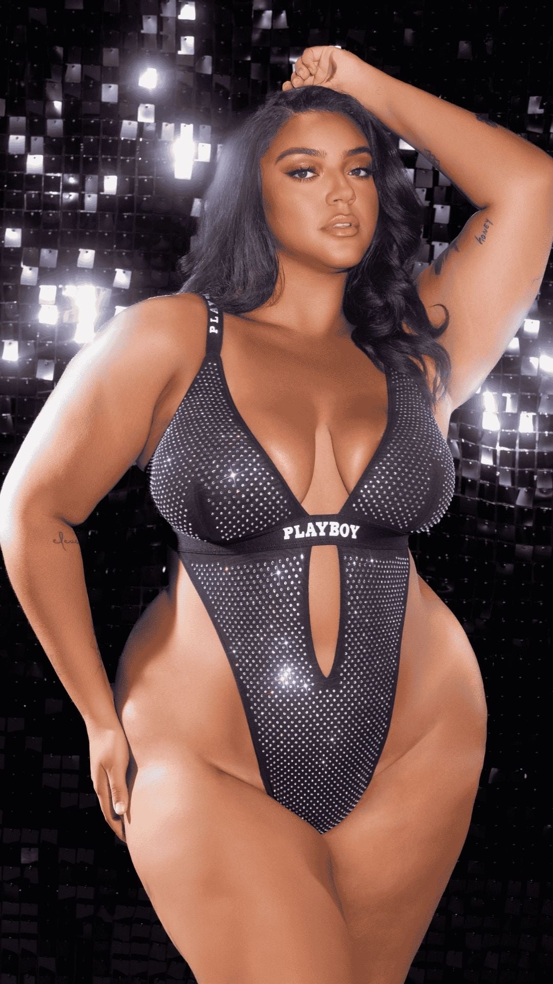 Naughty Kitten Clothing Playboy Disco Fever Teddy Front View Playboy Lingerie Plus Size