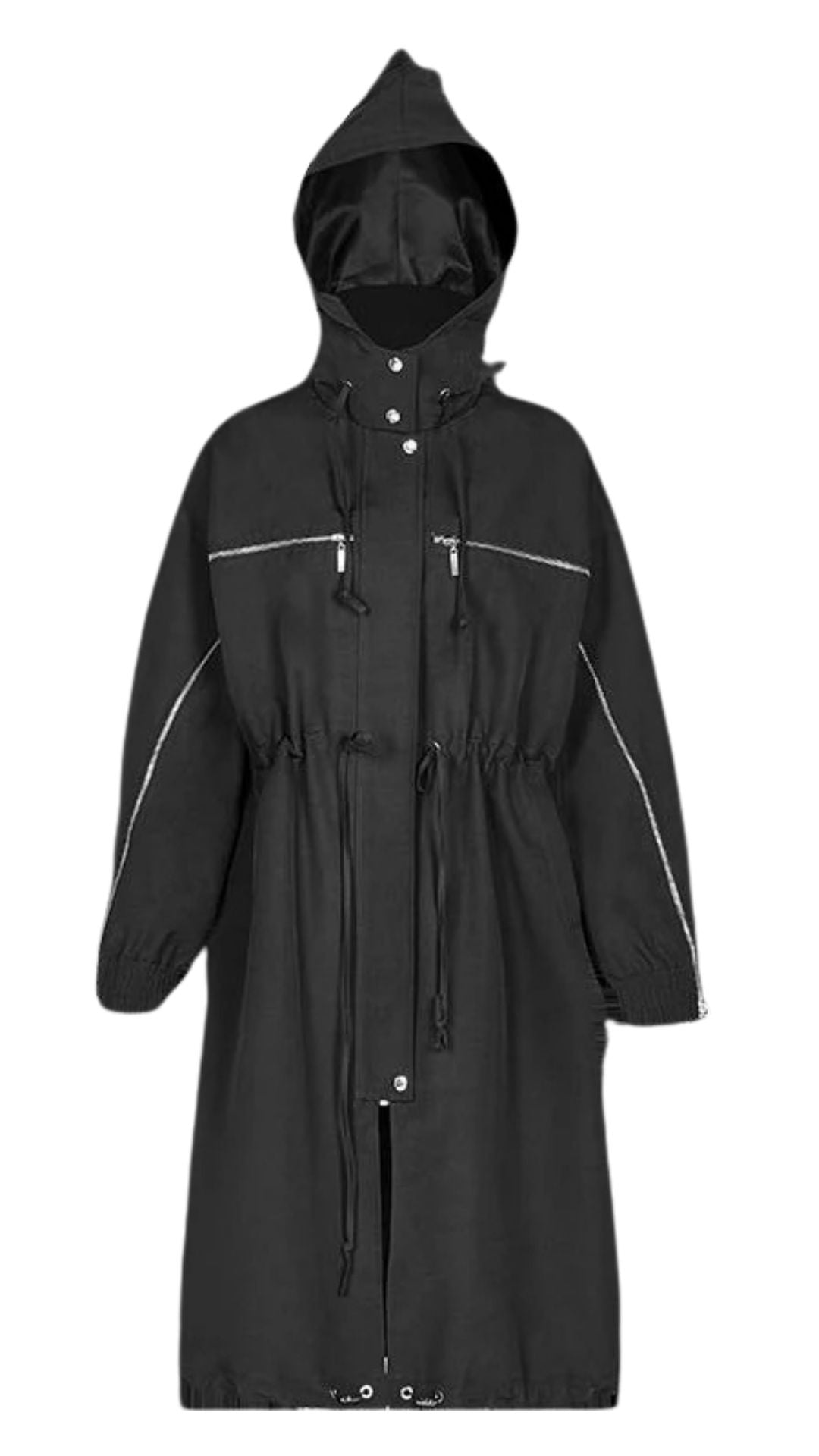 Naughty Kitten Clothing Punk Turn-down Collar Zipper Strappy Hooded Coat Front View Alternative Gothic Women's Fashion