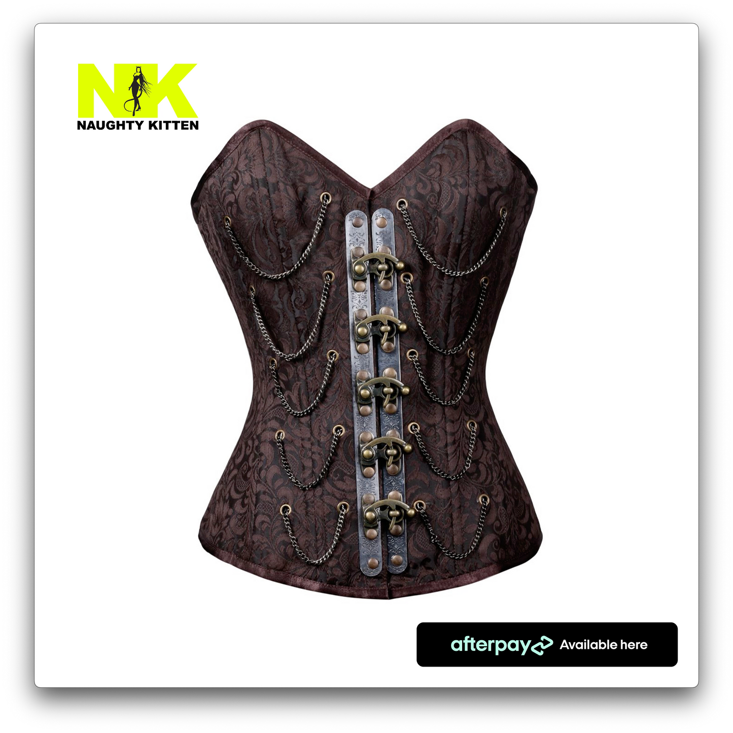 Naughty Kitten Sakima Deluxe Brocade & Chain Corset Front View