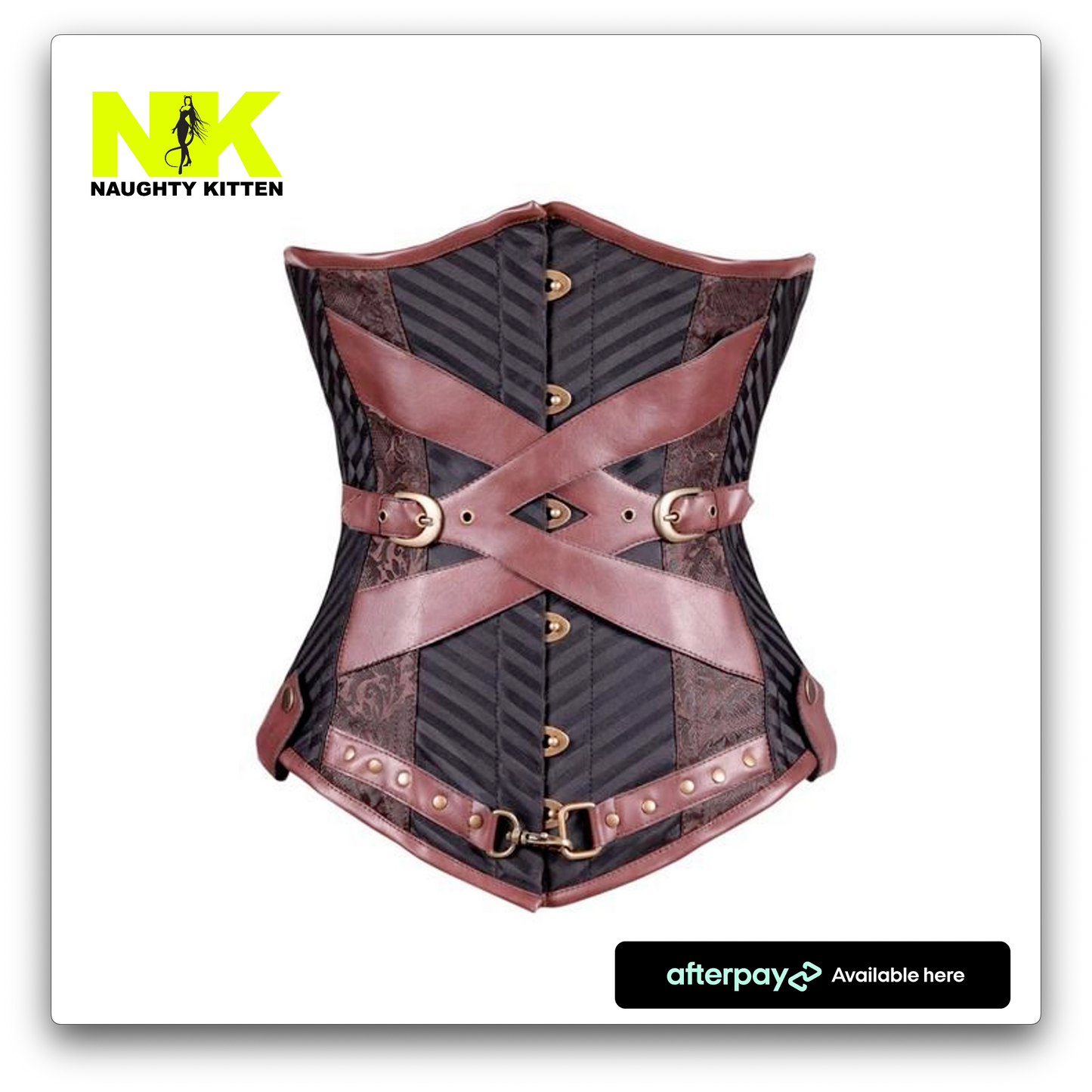 Naughty Kitten Clothing Vera Steampunk Underbust Corset Front View