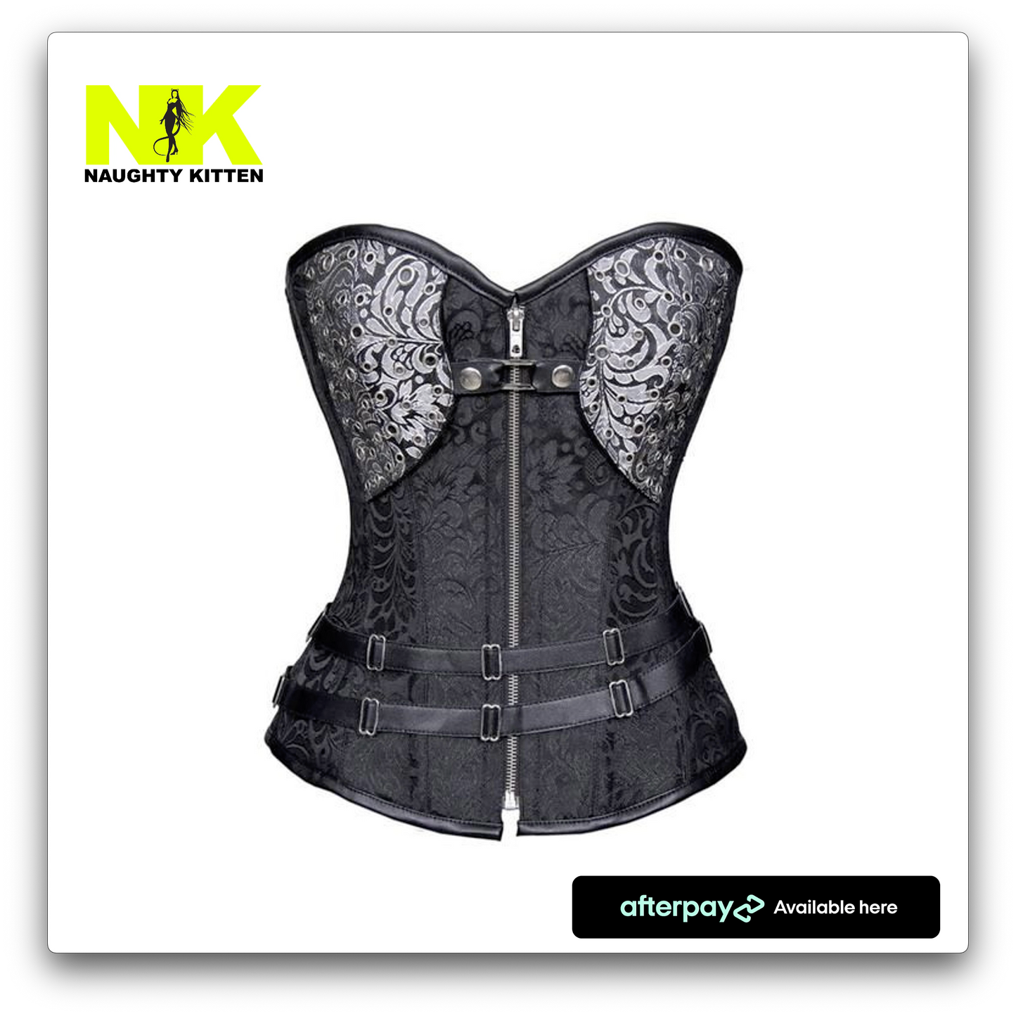 Naughty Kitten Clothing Zara Gothic Brocade Corset Front View
