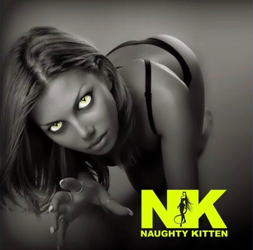 Naughty Kitten Clothing Logo and image of woman