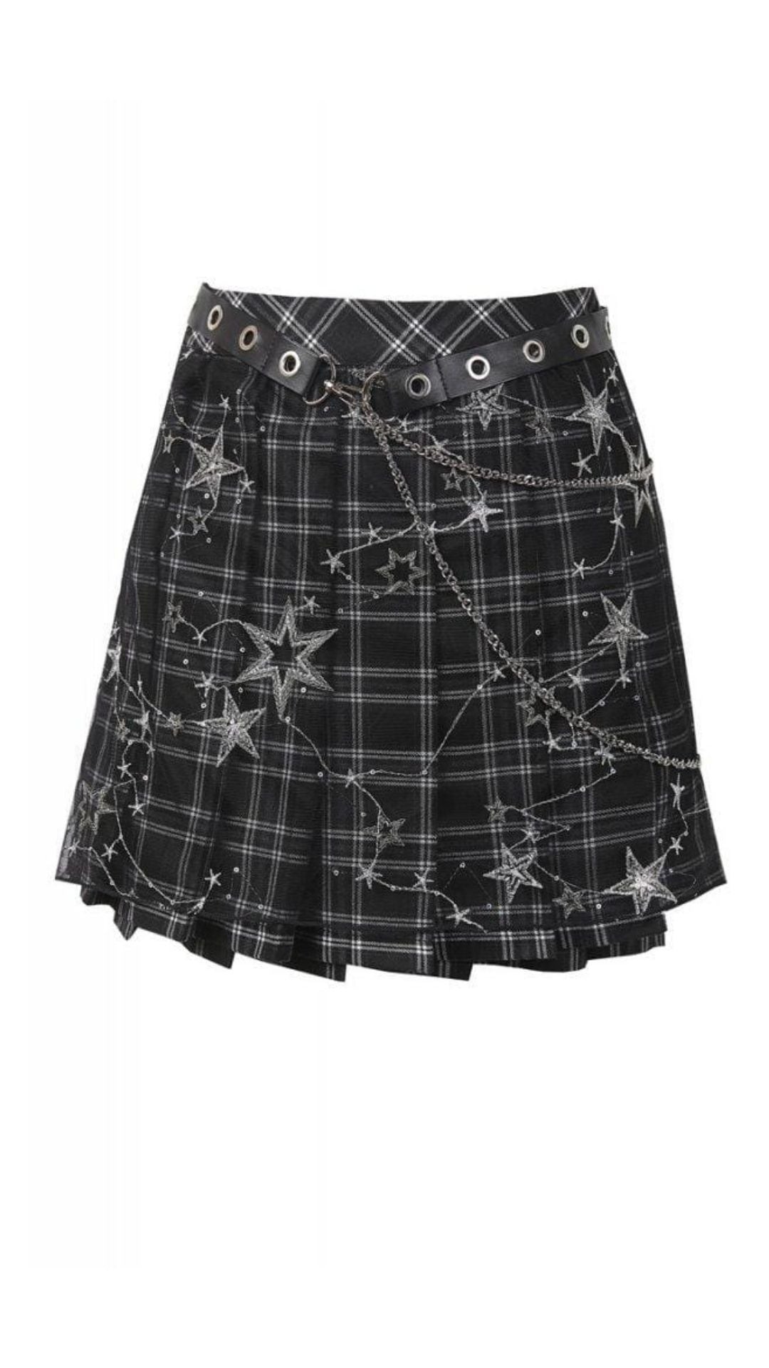 Naughty Kitten Clothing Tartan & Starr Punk Skirt Front View Gothic Alternative Women's fashion