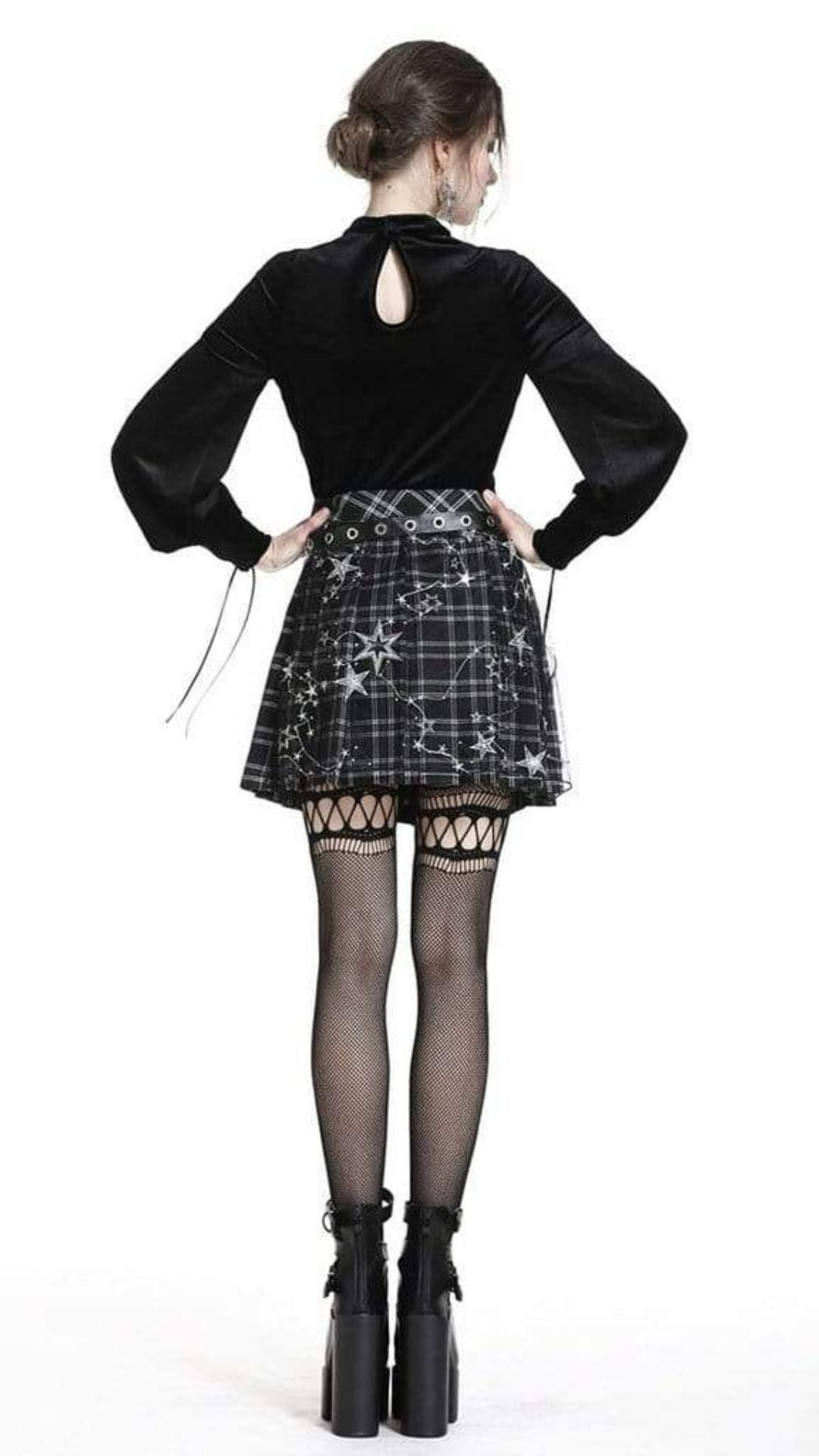 Naughty Kitten Clothing Tartan & Starr Punk Skirt Rear View Gothic Alternative Women's fashion