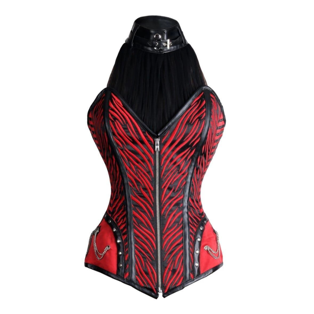 Naughty Kitten Tigress Halter Cross Corset Front View