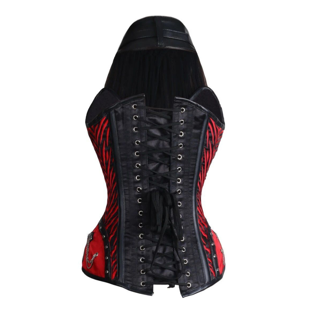 Naughty Kitten Tigress Halter Cross Corset Rear View