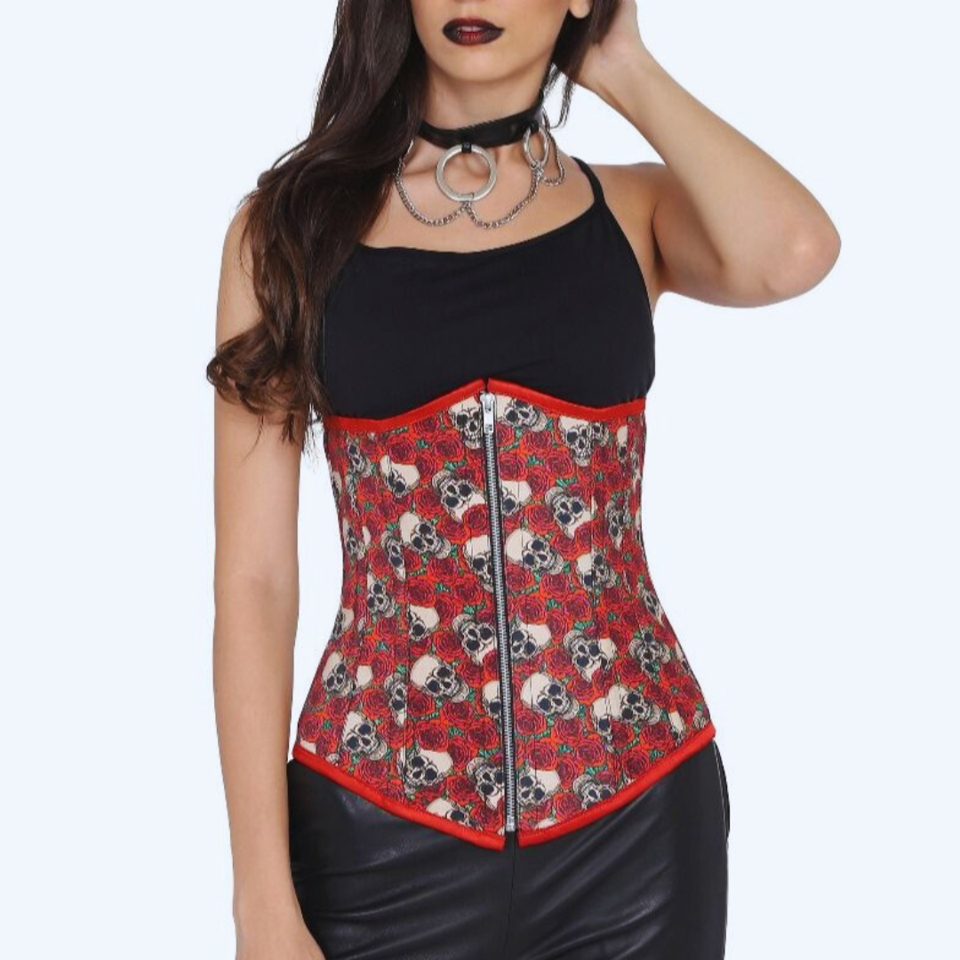 Naughty Kitten Ziggy Skull Under-bust Corset Front View