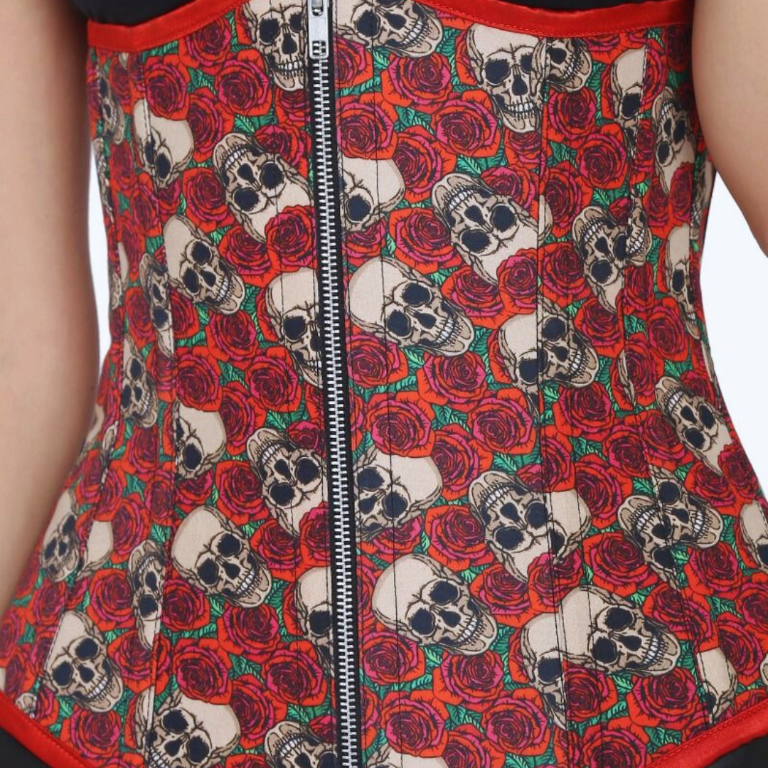 Naughty Kitten Ziggy Skull Under-bust Corset Front View