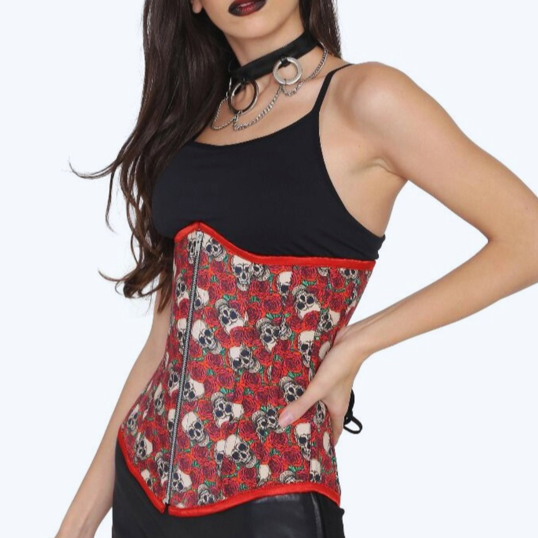 Naughty Kitten Ziggy Skull Under-bust Corset Side View