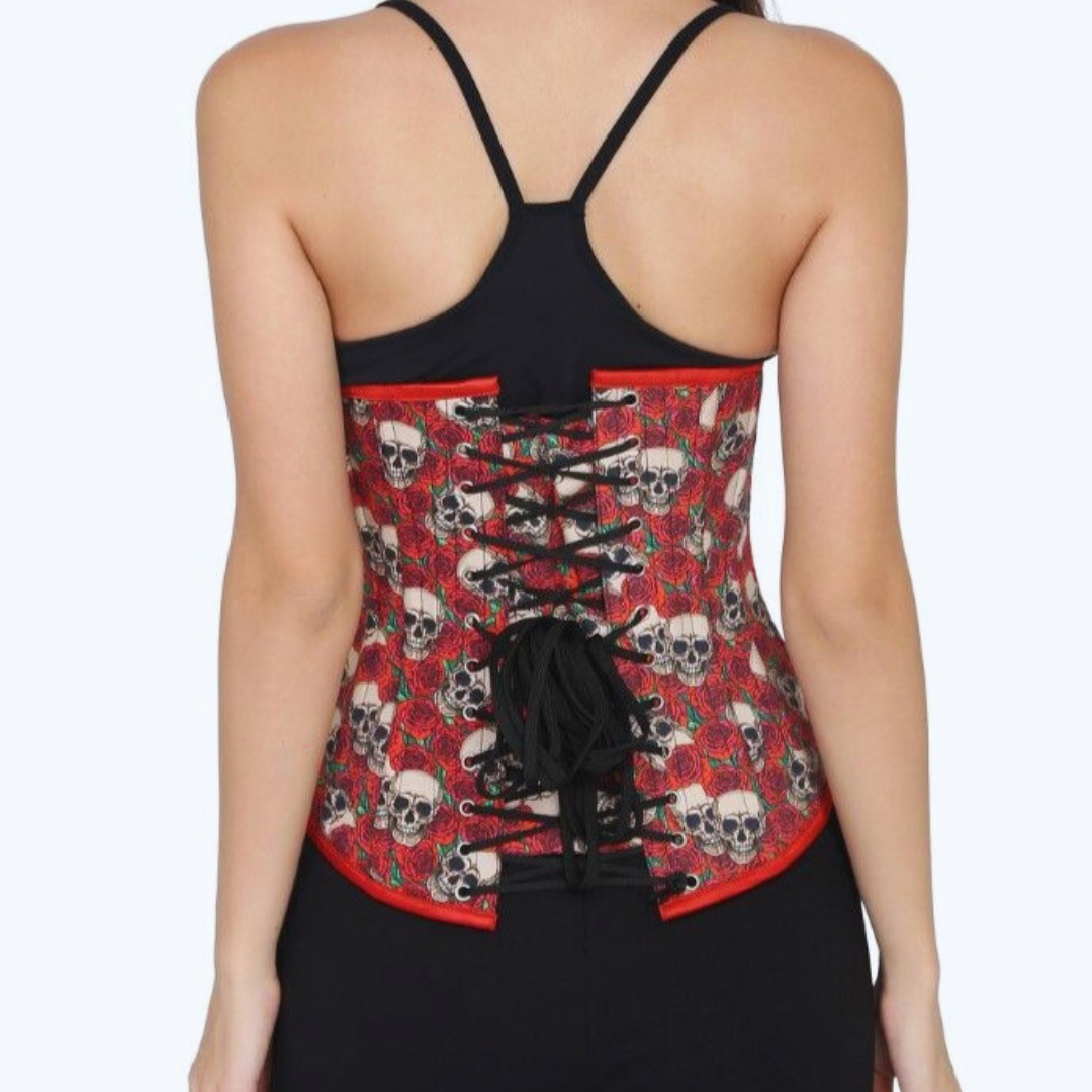 Naughty Kitten Ziggy Skull Under-bust Corset Rear View