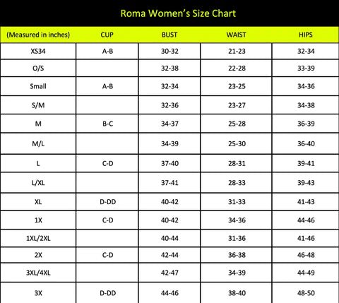Naughty Kitten Clothing Size Chart