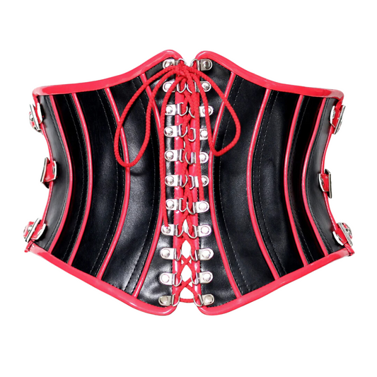 Naughty Kitten Clothing Ms Kitten Red Fetish Waist Cincher Corset Front View