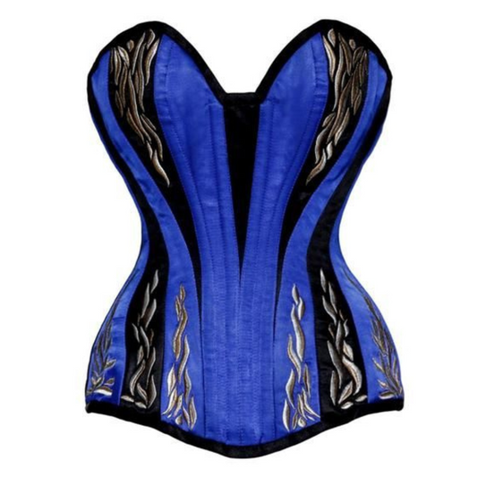 Amber Blue Flame Corset - Naughty Kitten Clothing Front View