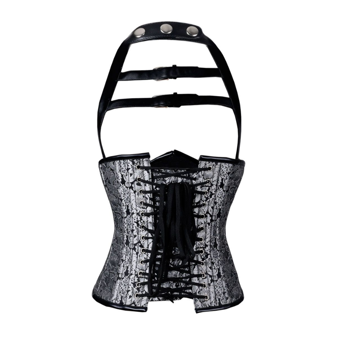 Naughty Kitten Clothing Artemis Brocade Halter Corset Rear View