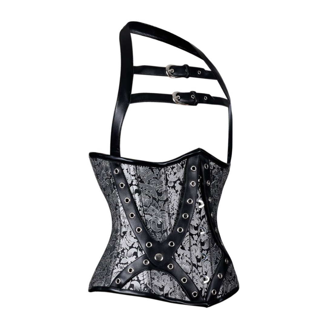 Naughty Kitten Clothing Artemis Brocade Halter Corset Side View