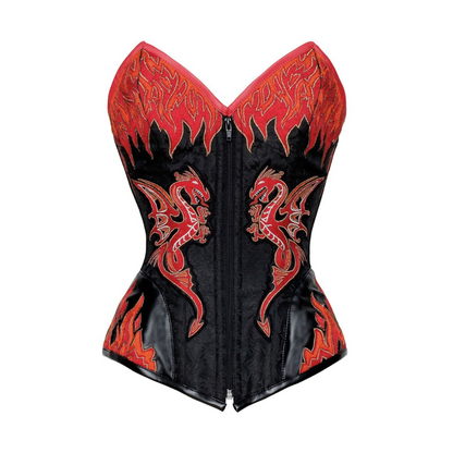 Naughty Kitten Clothing Astrid Dragon Flame Corset Front View