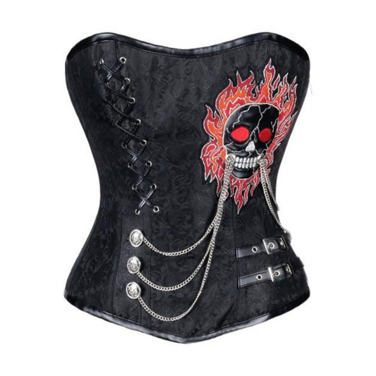 Naughty Kitten Clothing Axel Skull & Chain Corset Front View