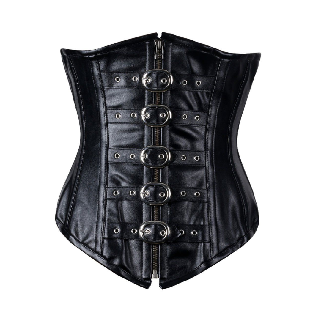 Belladonna Buckled Under-bust Corset Front View - Naughty Kitten Clothing