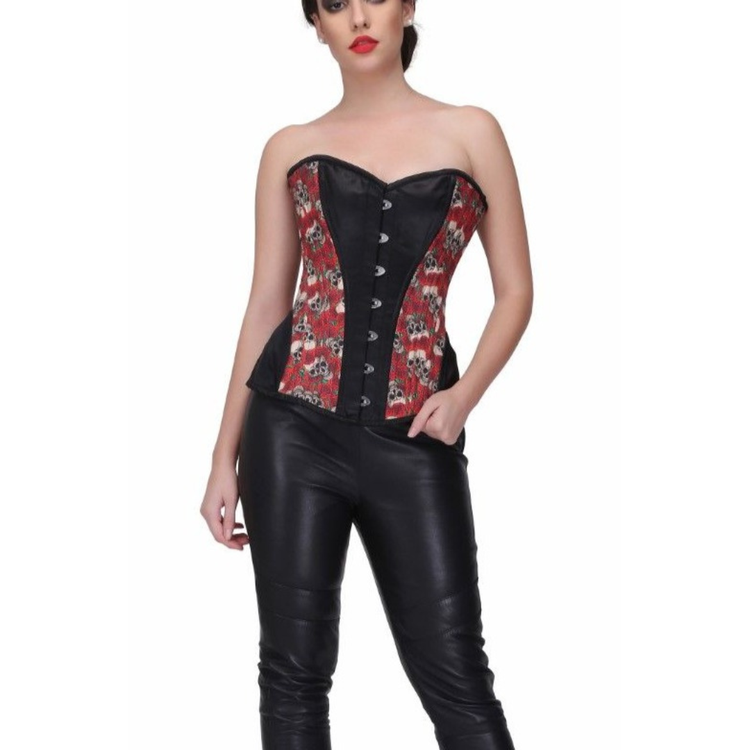 Billie Skull Overbust Corset Front View - Naughty Kitten Clothing