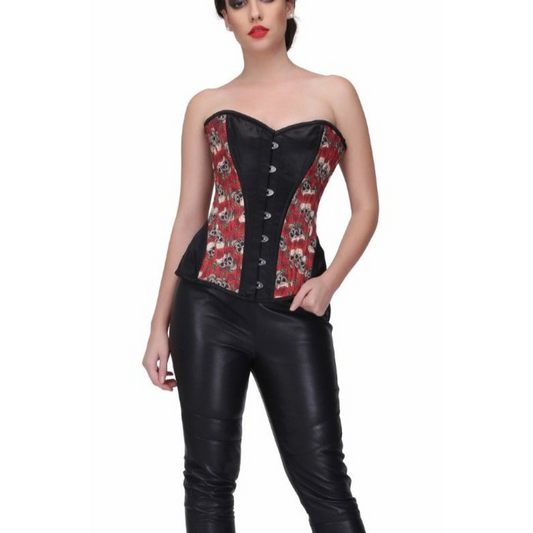 Billie Skull Overbust Corset Front View - Naughty Kitten Clothing