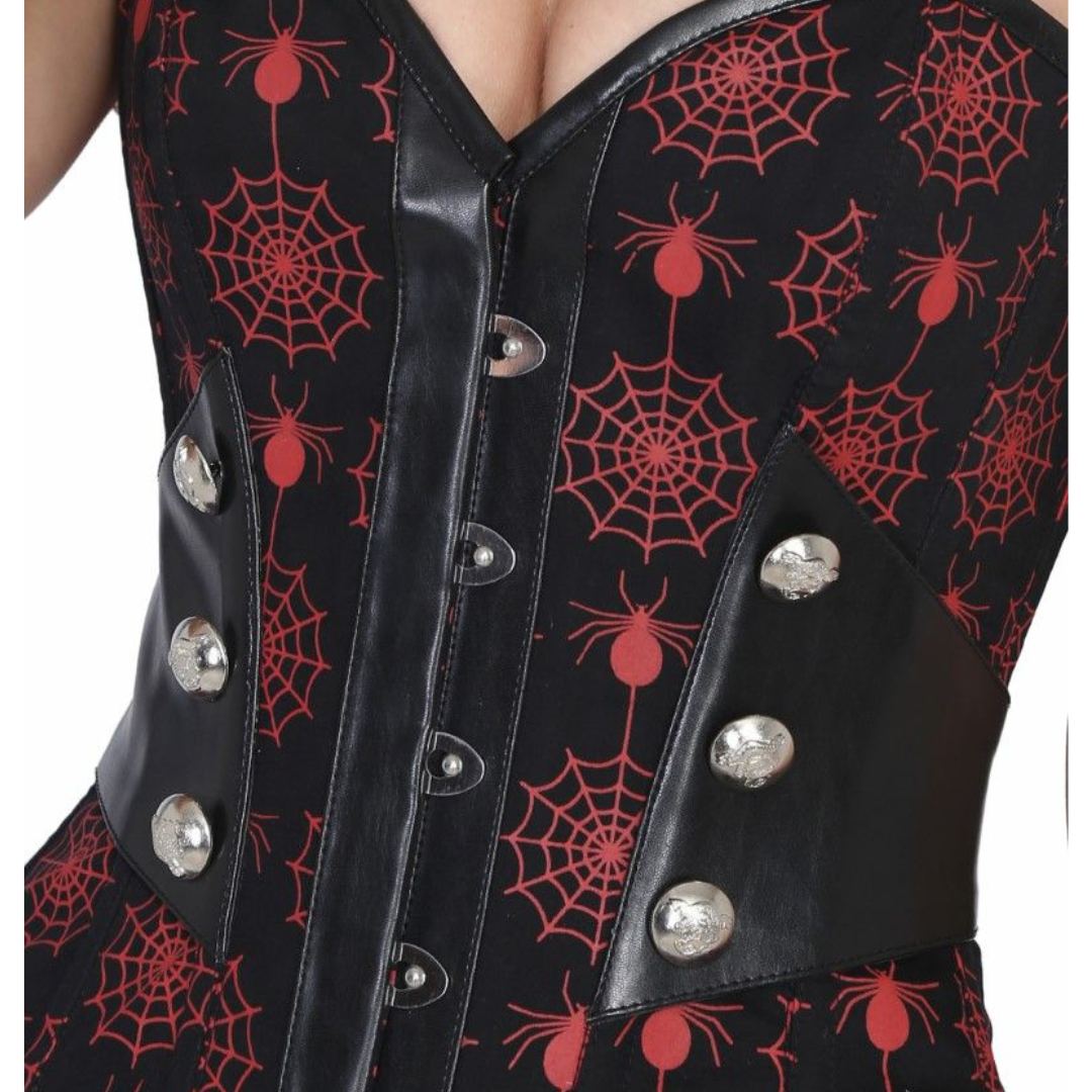 Blair Spiderweb Corset Front View Close Up - Naughty Kitten Clothing