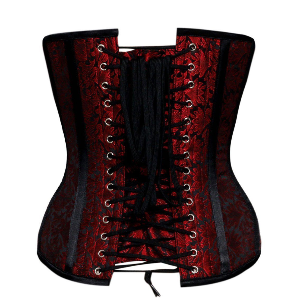 Calista Brocade Skull Corset Rear View - Naughty Kitten Clothing