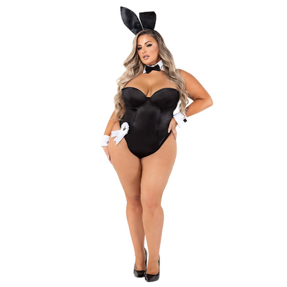 Naughty Kitten Clothing Classic Playboy Bunny Costume Black Front View Plus Size Playboy Costume