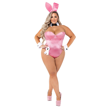 Naughty Kitten Clothing Classic Playboy Bunny Costume Pink Front View Plus Size Playboy Costume