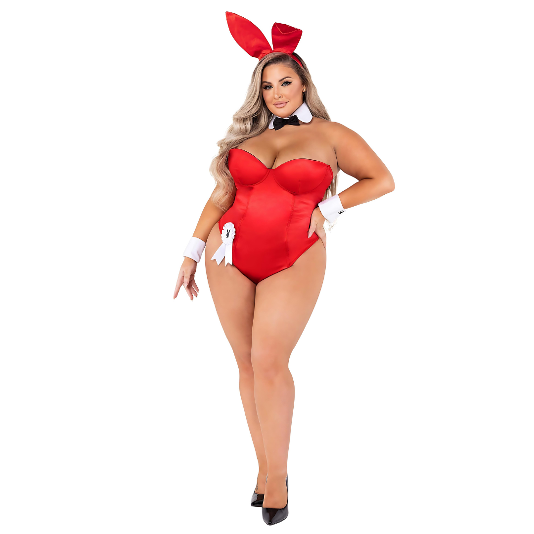 Naughty Kitten Clothing Classic Playboy Bunny Costume Red Front View  Plus Size Playboy Costume