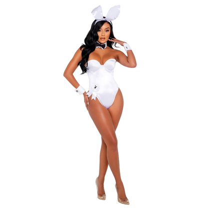 Naughty Kitten Clothing Classic Playboy Bunny Costume White Front View Playboy Costume