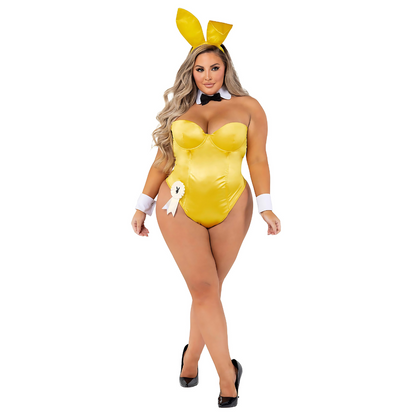 Naughty Kitten Clothing Classic Playboy Bunny Costume Yellow Front View  Plus Size Playboy Costume