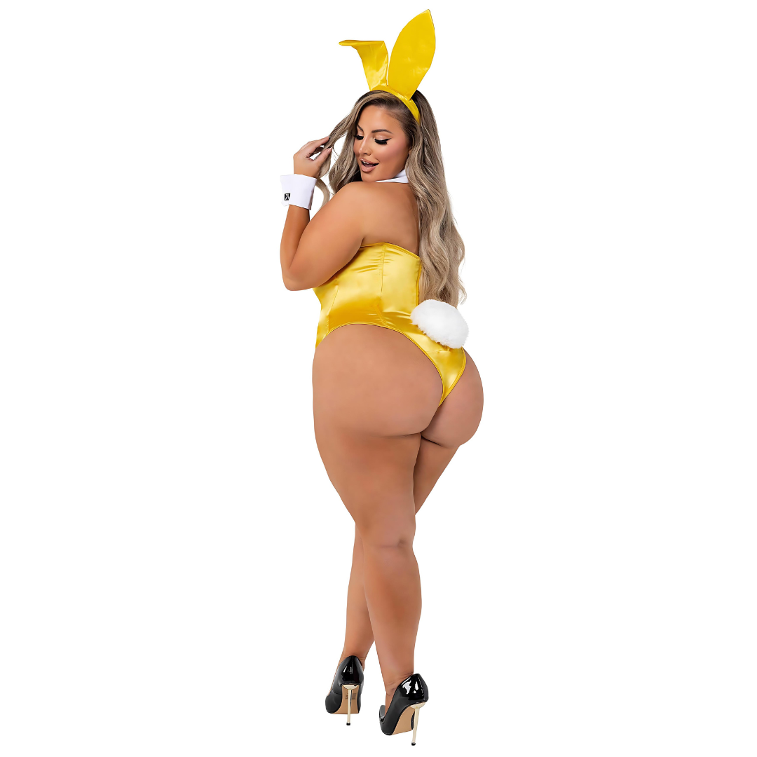 Naughty Kitten Clothing Classic Playboy Bunny Costume Yellow Rear View Plus Size Playboy Costume