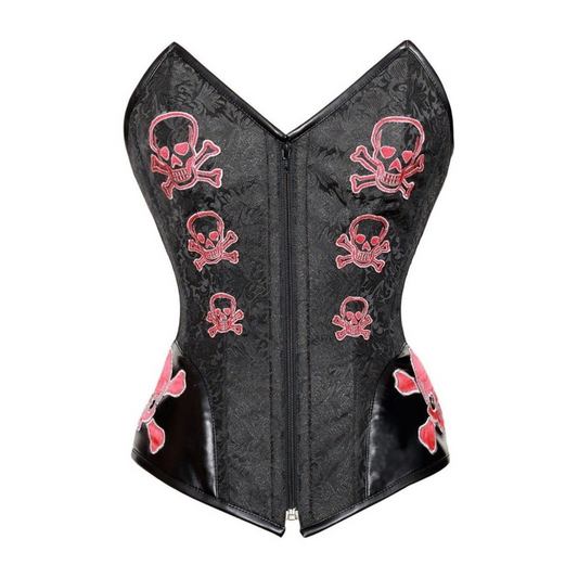 Naughty Kitten Clothing Evie Red Skull Corset Front View