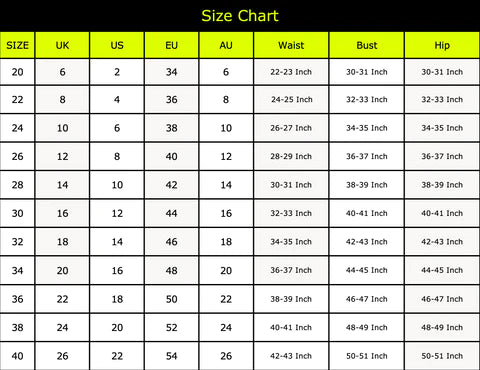 Naughty Kitten Size Chart