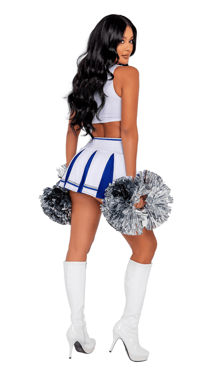 Naughty Kitten Clothing Playboy Cheer Squad Costume Blue/White Rear View Playboy Costume