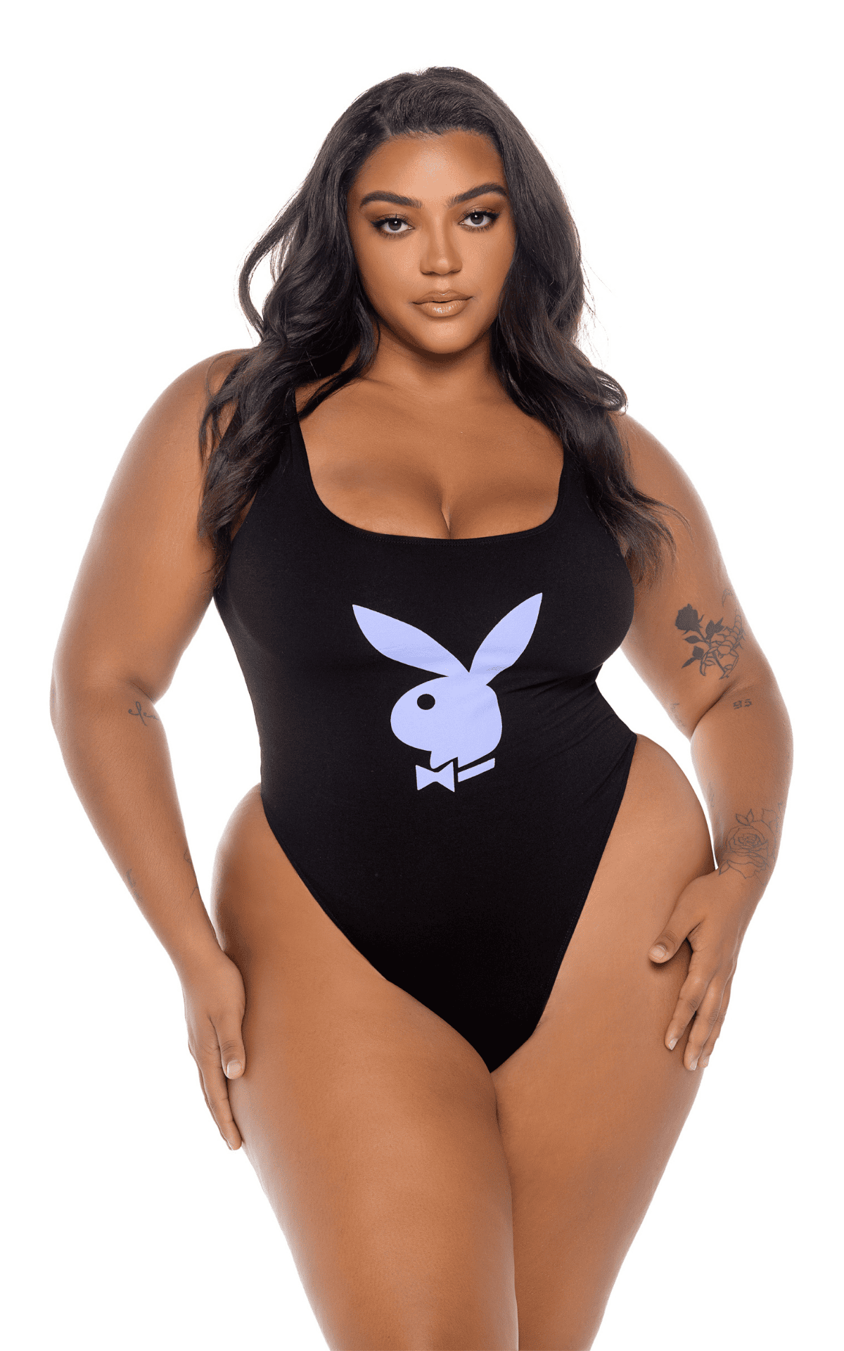 Naughty Kitten Clothing Playboy Icon Bodysuit Front View Playboy Lingerie Plus Size
