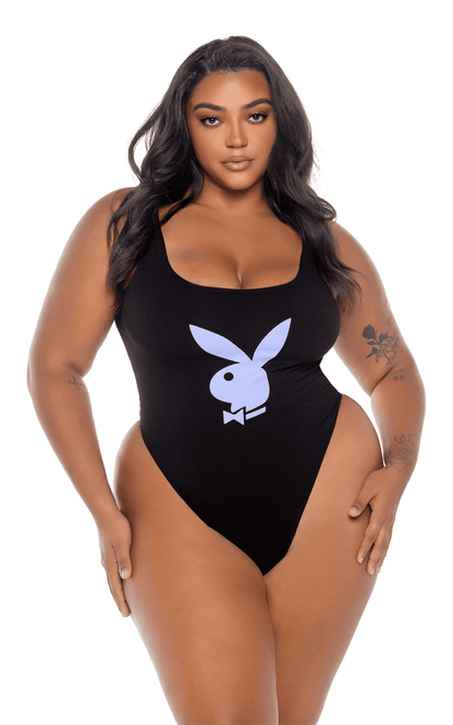 Naughty Kitten Clothing Playboy Icon Bodysuit Front View Playboy Lingerie Plus Size