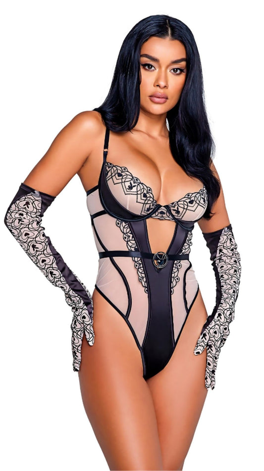 Naughty Kitten Clothing Playboy Bunny Kiss Teddy Front Playboy Lingerie