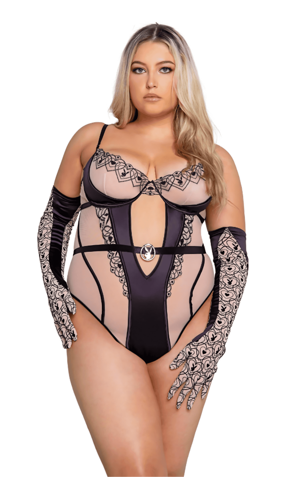   Naughty Kitten Clothing Playboy Bunny Kiss Teddy Front Playboy Lingerie Plus Size